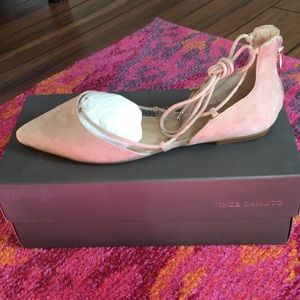 Vince Camuto leather lace up flats.